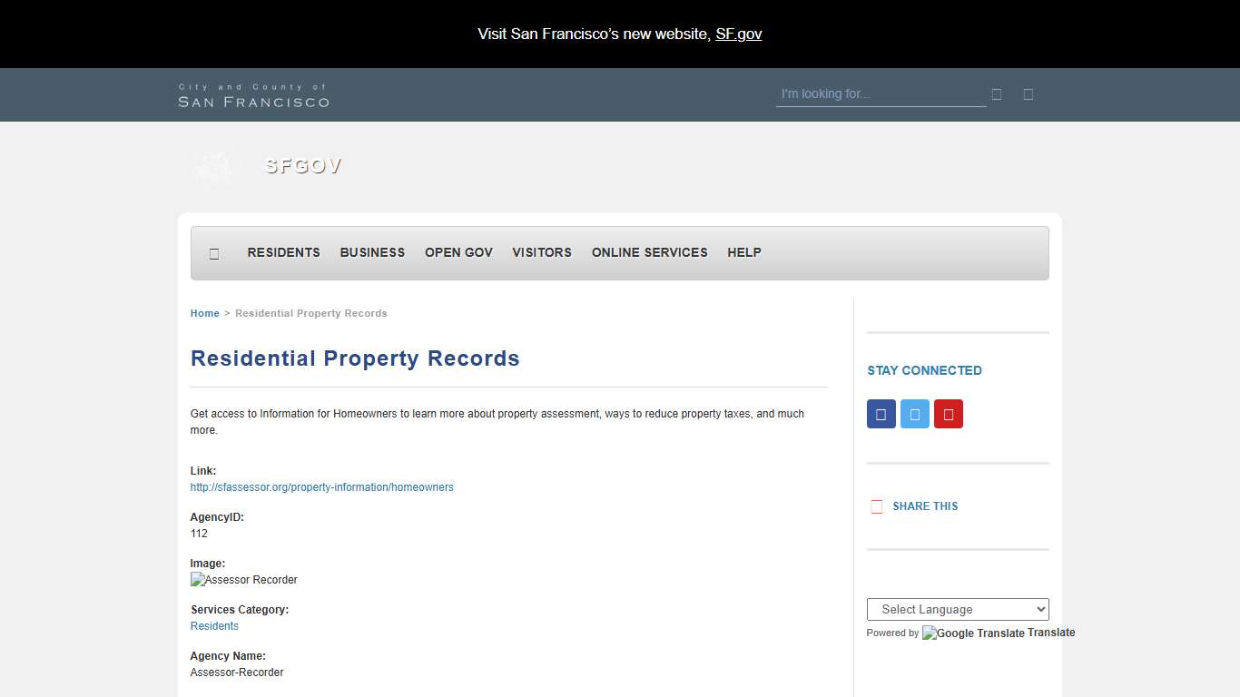Residential Property Records | SFGOV