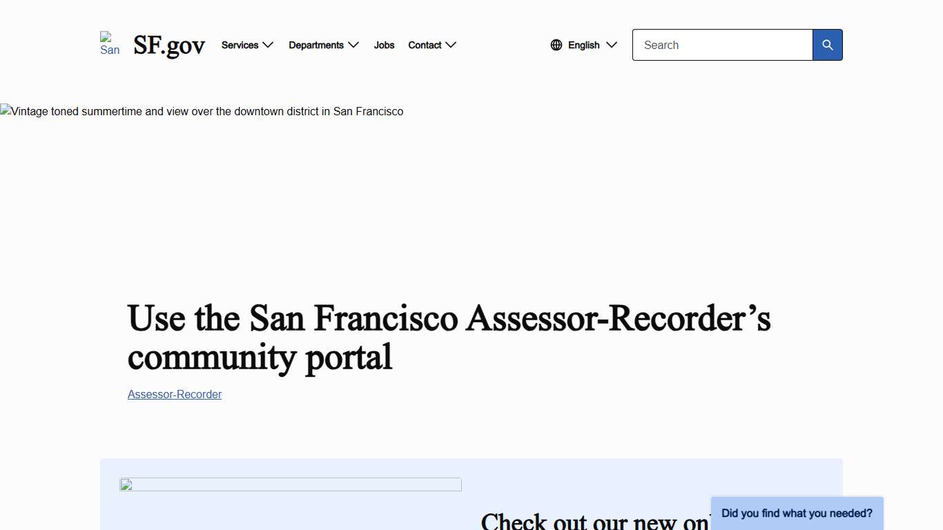 Use the San Francisco Assessor-Recorder’s community portal | SF.gov