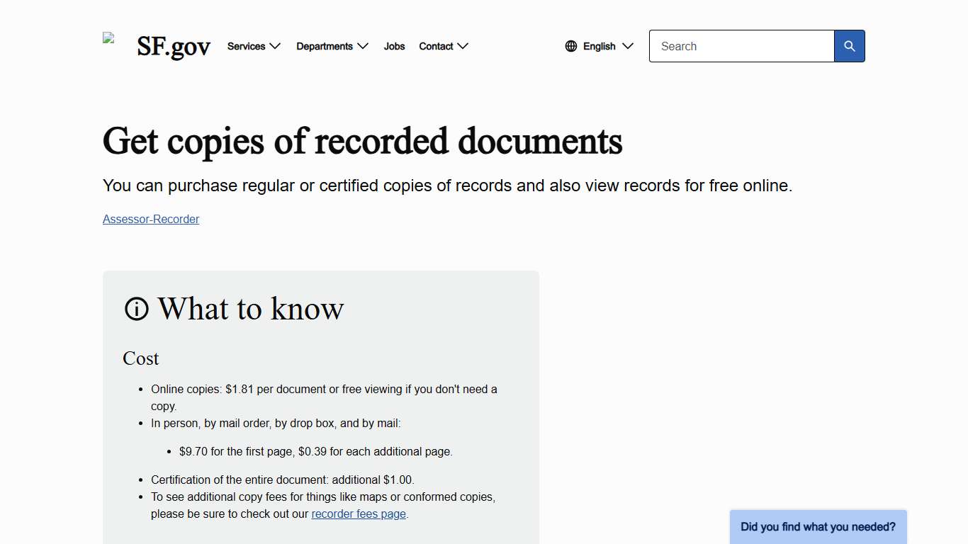 Get copies of recorded documents | SF.gov
